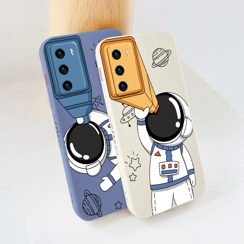 

Astronaut With Telescope Case For Huawei P40 P30 P20 Pro Lite Mate 40 30 20 Pro Lite PSmart 2021 Y7A Shockproof Soft Phone Cover