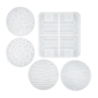 4pcs coaster resin mold resin casting mold silicone jewelry making epoxy mould craft tools silicone round tray fruit plate mold