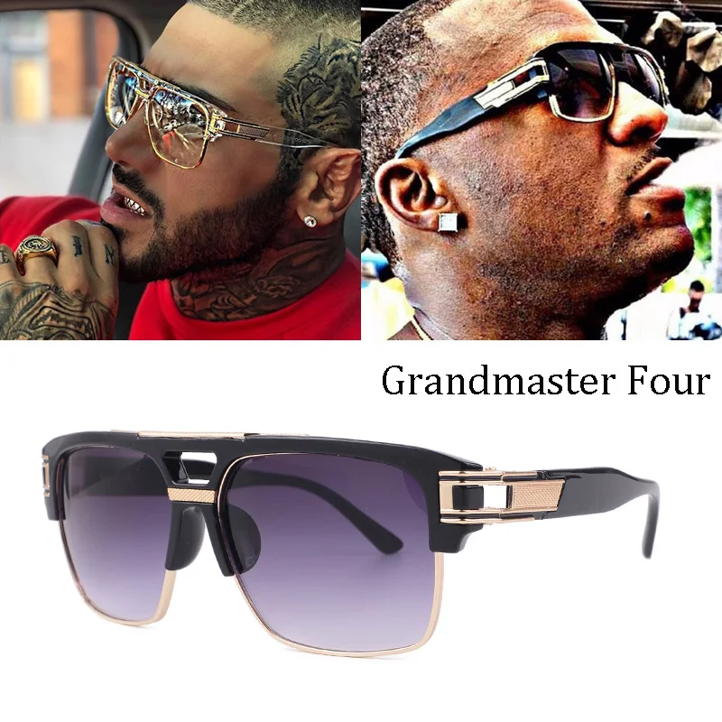 

2021 Men Sun Glasses Luxury brand design Fashion Classic grandmaster four Style Retro Gradient lens Sunglasses oculos de sol