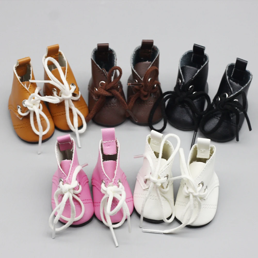

1 Pair 5cm Fashion Mini PU Leather Boot For 1/6 BJD 14'' Russian Cloth Handmade Doll Accessories Toy Shoes Accessories