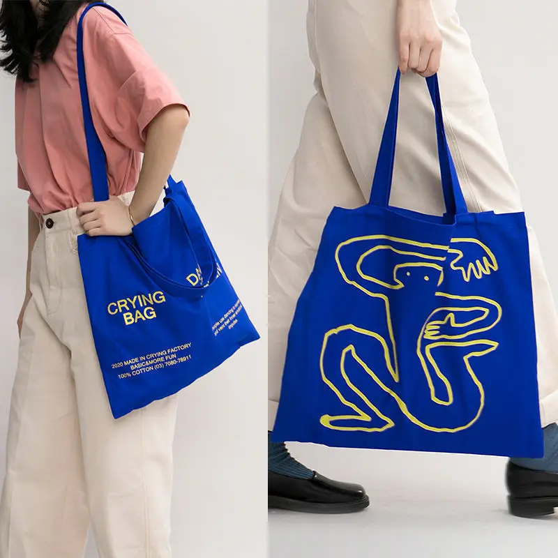 Women's Shopper Bag Canvas Tote Shoulder Crossbody Designer High-capacity Fashion Print Travel All-match Ins 2021 Blue Street