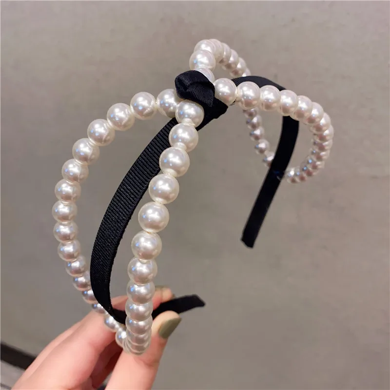 Vintage Pear HairbandsPalace French Pearl Diamond Headband For Women Luxury Hair Accessories Hair Bands For Women Head Wrap