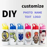 diy custom 600ml bottle with straw colorful print logo photo text for travel sport easy take aluminium portable