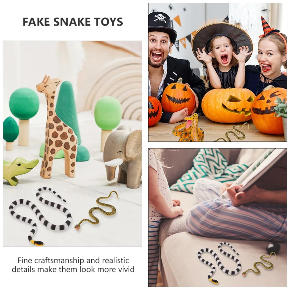 

3pcs Party Snake Props Scary Snake Models Snake Toys Desktop Decors