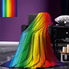 Радужное покрывало, фланелевое одеяло с рисунком в стиле радуги, с вертикальными линиями, абстрактным рисунком