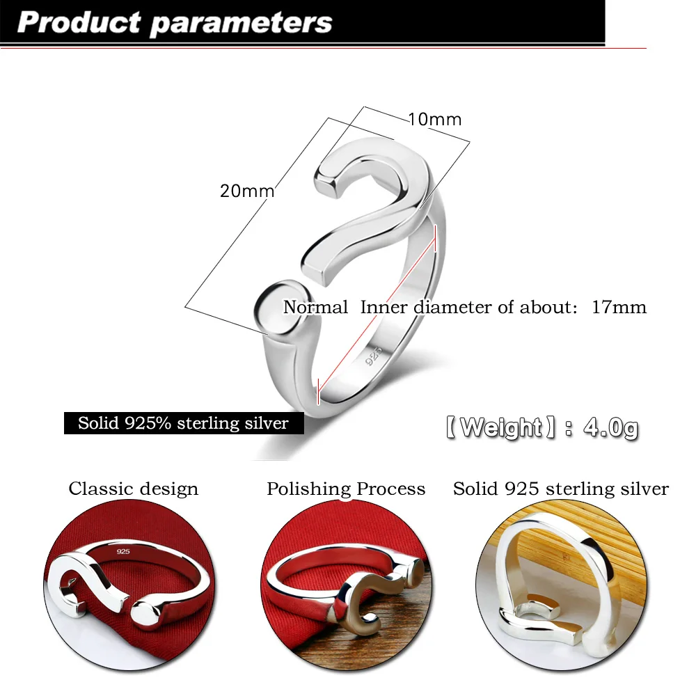 Новое Женское кольцо из стерлингового серебра 925 пробы простое в стиле Question mark