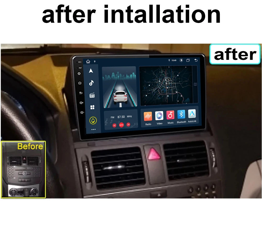 9&quot Android 11 For Mercedes Benz C Class 3 W204 S204 2006 - 2011 4G Lte Car Radio Player GPS Navigation Stereo Multimedia Carplay купить