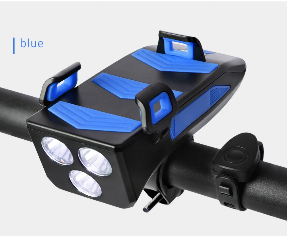 

Bicycle Mobile Phone Holder With Horn Front Light Four-In-One Multifunctional Bicycle Light With Power Bank USB Charging Light