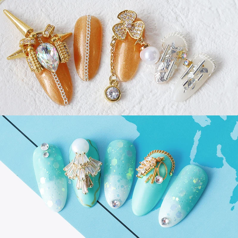 Fashion 3D Zircon Nail Art Jewelry Japanese Alloy Rhinestones Diamonds Metal Chains Decorations Charm Crystal Ornaments | Красота и