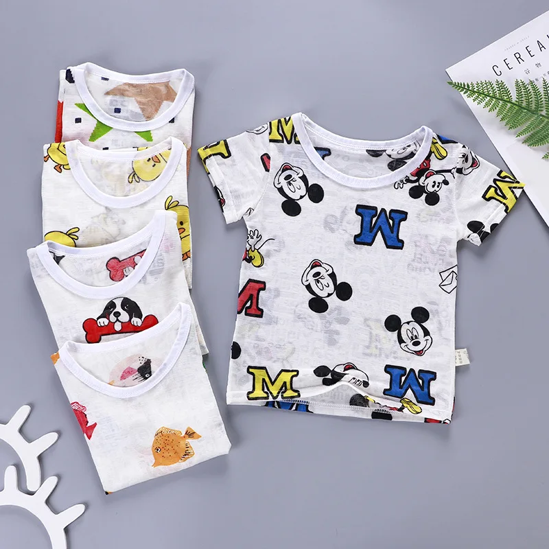 Футболки с Микки Маусом для мальчиков и девочек футболки короткими рукавами