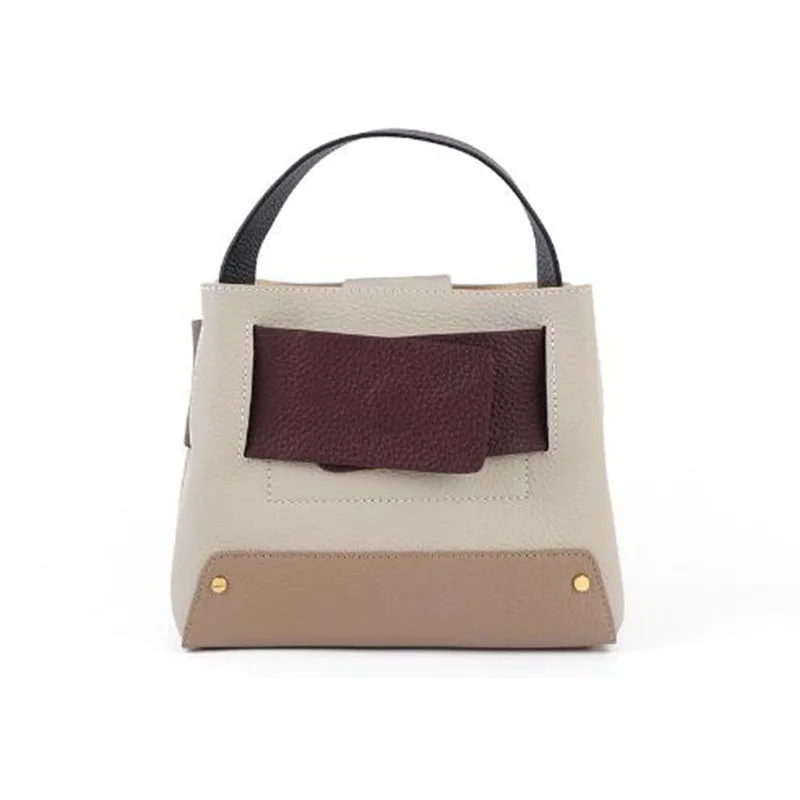 Designer Genuine Leather Bucket Bags For Women Handbags Contrast Colour Crossbody Messenger Shoulder luxury Ladies Totes | Багаж и сумки