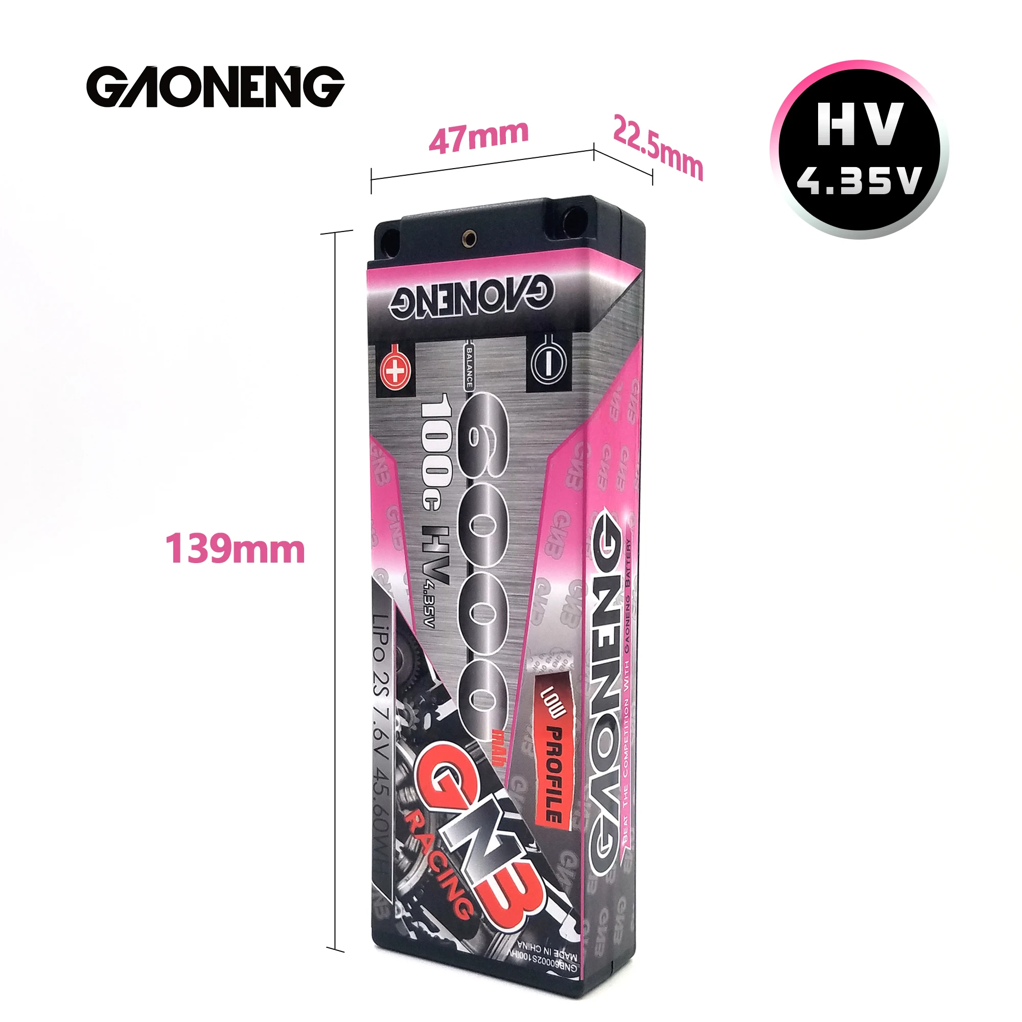 Gaoneng 7 6 V 6000mAh 100C 2S HV 4 35 перезаряжаемая Lipo батарея T вилка для RC HPI HSP 1/8 1/10 багги
