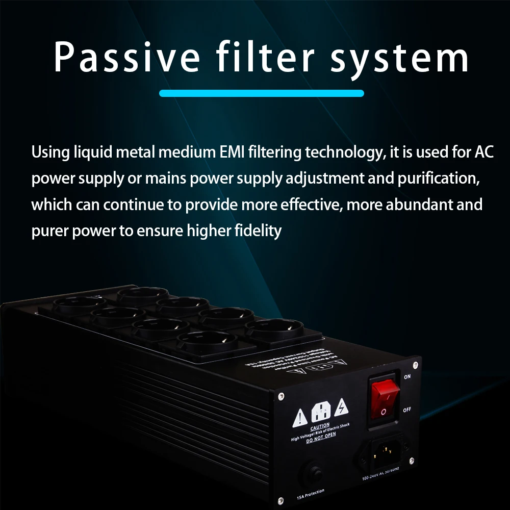 

YYAUDIO Audio Noise AC Power Filter Power Conditioner Power Purifier Surge Protection with EU Outlets Power Strip