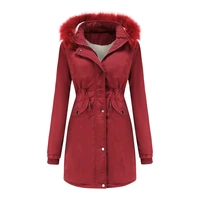 new pink detachable fur wool hat thicke warm winter coat women 3xl loose plush cotton cashmere jacket ropa de mujer kt2010
