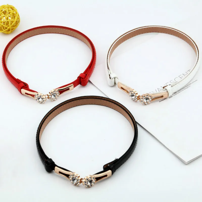 

New women's belt Adjustable Leather Thin Women Waist Belt Waist chain rhinestone Buckle women's Waistband wedding for Dress