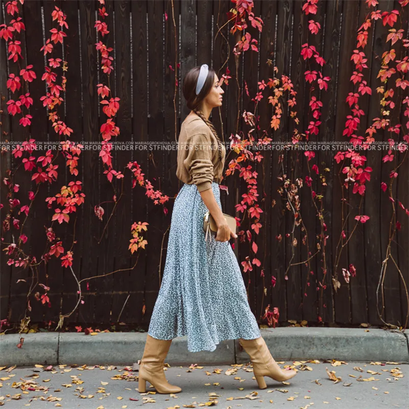 Женская плиссированная длинная юбка Повседневная Свободная Милая большого