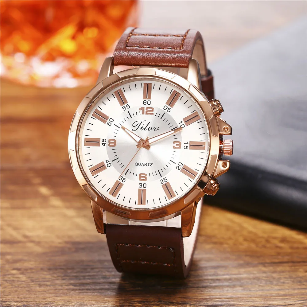 

Ultra Thin Watches For Men Fashion Creative Big Dial Double Scale Belt Men's Quartz Watch Gift DROPSHIPPING #10
