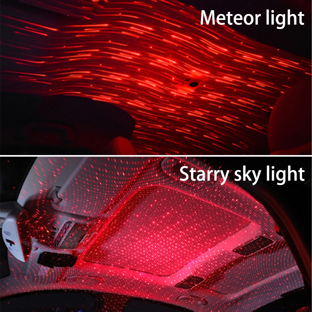 Гибкий красный Звездный метеоритный светильник автомобильная