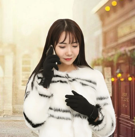 

Women's Warm Gloves Autumn and Winter Cycling Windproof Plus Fleece Thickened Fleece Cycling Driving Screen Gloves Women