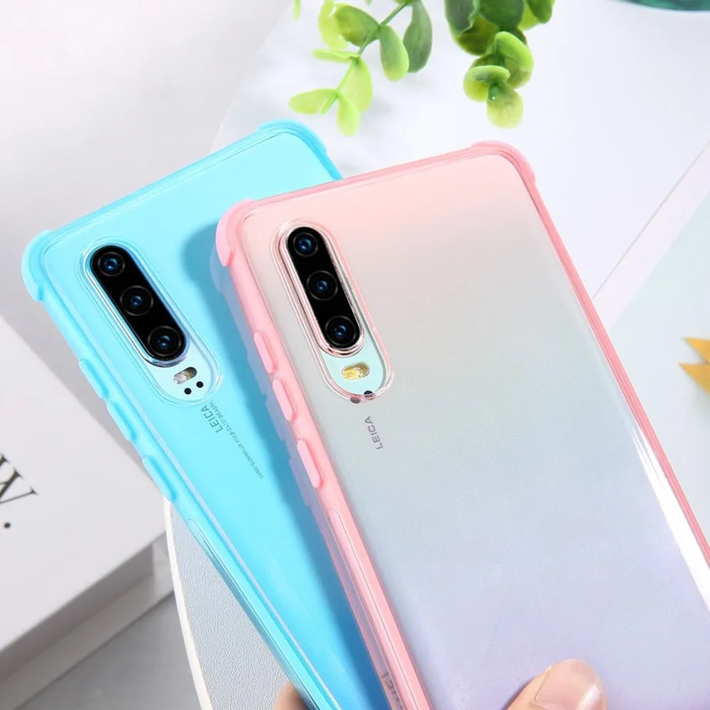 Simple Transparent Phone Case for Huawei P30 Lite Mate 20 Pro Anti-knock Soft TPU Silicone Solid Color Back Cover |