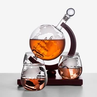 sailboat globe decanter set with wood stand and 2 map wine glasses cooler whiskey container kitchen accessories free shipping