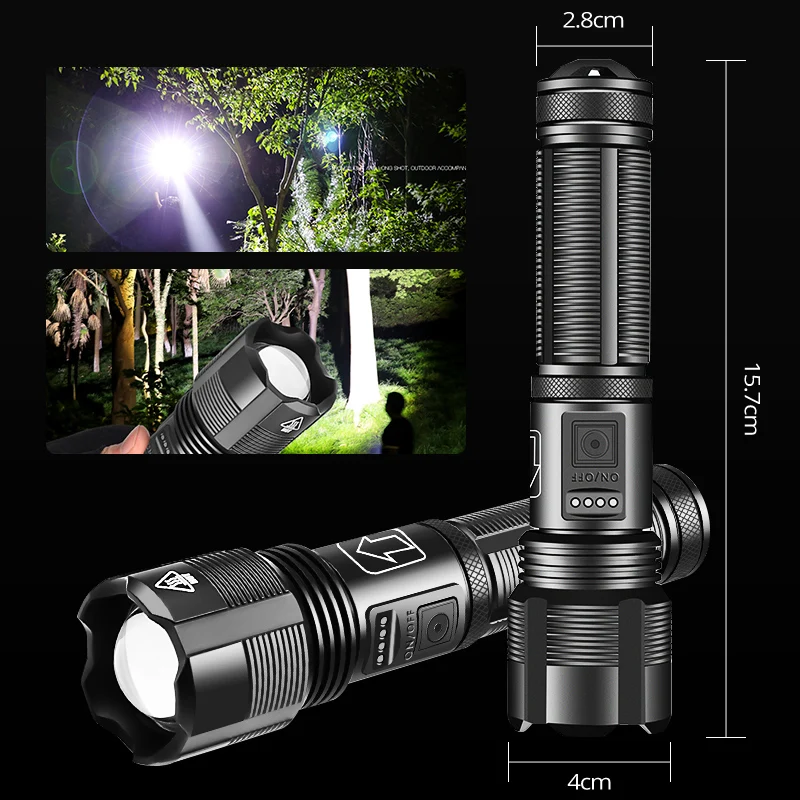Самый мощный светодиодный фонарик XHP70.2 USB Перезаряжаемый зум фонарь 5 режимов
