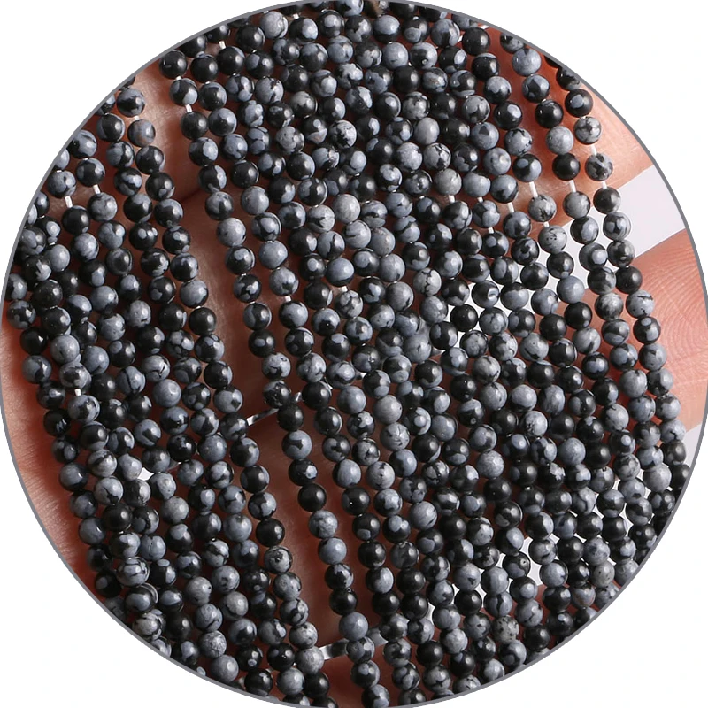 

Natural Stone 2/3/4mm Tiny Beads Snowflake Jaspers Round Loose Stone Beads For Wristband Waist Beads Chain Making