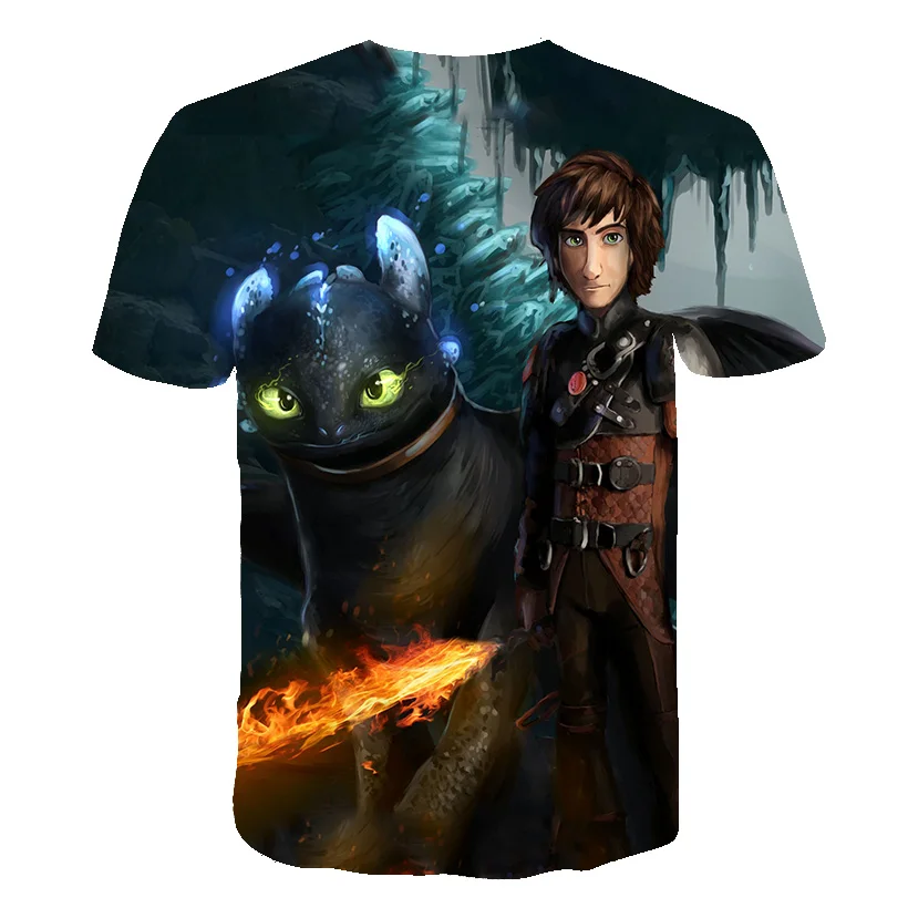 Летняя футболка для мальчиков детская футболка с надписью «How To Train You Dragon 3» футболка с 3D принтом для девочек, топы с рисунками, детская одежда