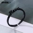 Из нержавеющей стали на заказ в стиле хип-хоп Имя Кольца для женщин с возможностью напечатать на заказ черный Цвет Регулируемый письмо обручальное кольцо ювелирные изделия