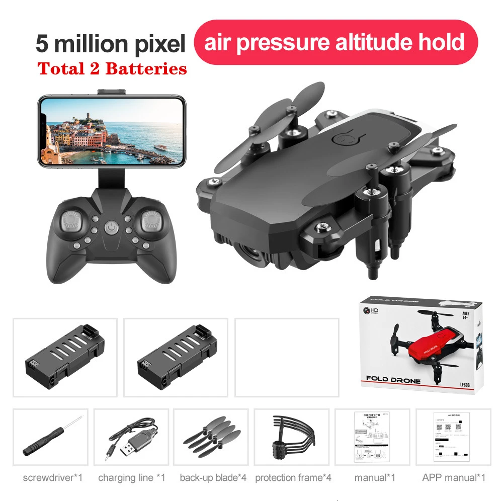 Радиоуправляемый вертолет LF606 видеосъемка Квадрокоптер WiFi fpv 4K HD камера удержание высоты пульт дистанционного управления Квадрокоптер лучшие игрушки для начинающих - Цвет: B2-Color Box-5MP