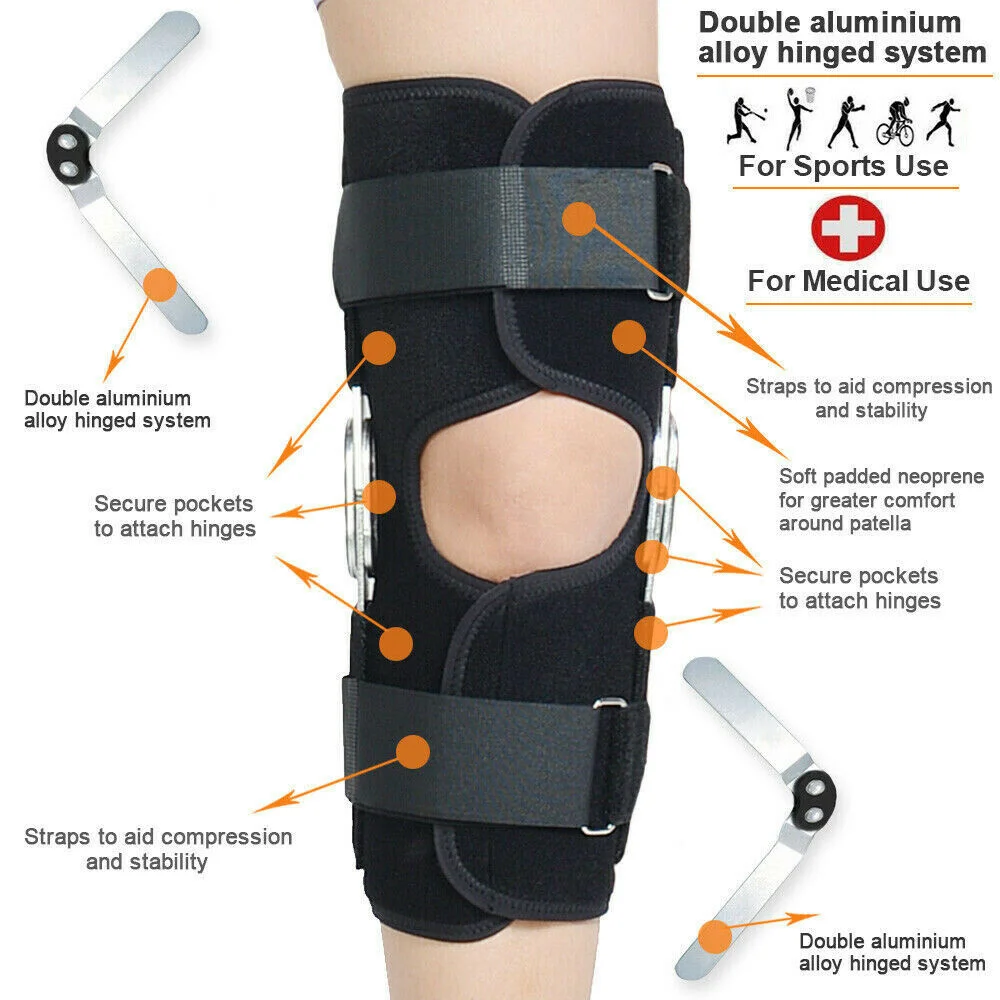 

3 sizes Adjustable Kneelet Knee Brace Patella Support Protector Alloy Hinged Sports Stabilizer Kneepad Wrap for ACL/PCL Injuries