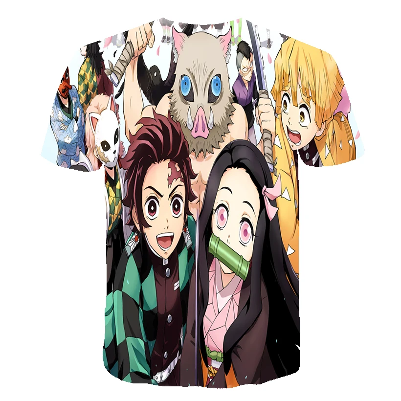 Летняя Новинка 3D kimetsu no YAIBA Молодежная Футболка милая девочка с коротким рукавом