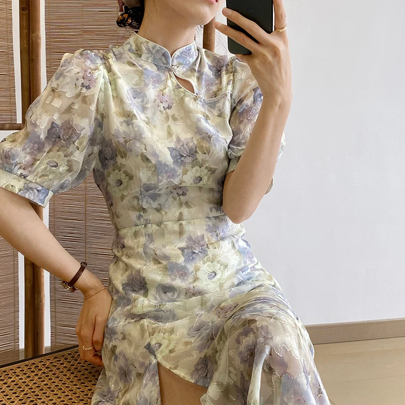 

LMQ Новый 2021 Китайский Улучшенная Qipao классические женские Cheongsam длинное платье Лето Восточный вечернее вечерние платье старинные китайские ...