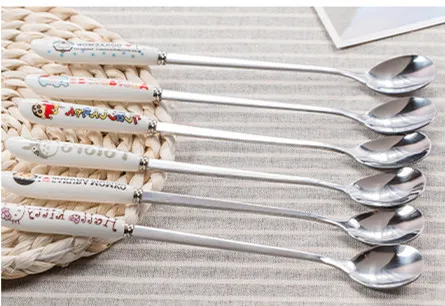 A single spoon Мультяшная керамическая кружка 500 мл большая емкость кружка для молока на завтрак кофейная чашка для любимого человека с крышкой Ложка Новинка подарки - Цвет: A single spoon