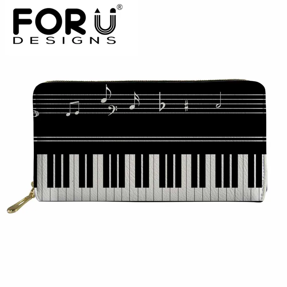 

Мужской кошелек FORUDESIGNS с 3D рисунком пианино с музыкальными нотами, мужской кошелек высокого качества, Женский дорожный кошелек с держателем...