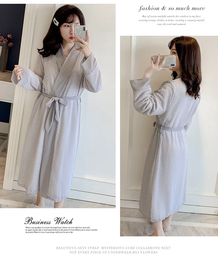 

Womens Robes Sleepwear Casual Korean Plus Size Dressing Gown Robe Warm Long Sleeve Winter Bathrobe Sexy Night Robe for Women New