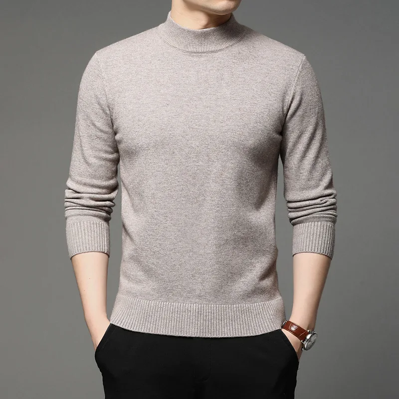 

Autumn Winter New Men Turtleneck Pullover Sweater Fashion Solid Color Thick and Warm Bottoming Shirt Male Brand Clothes