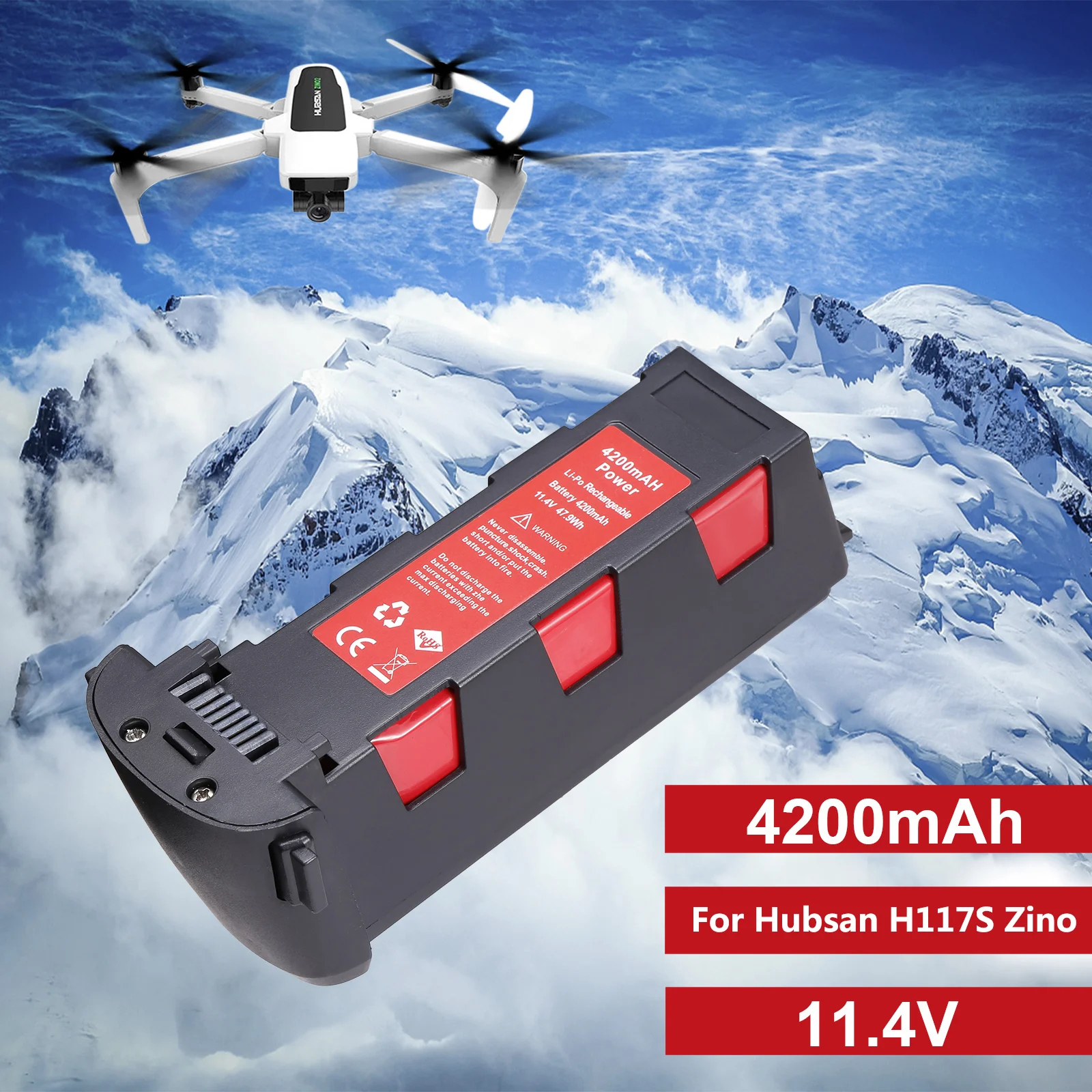 

Upgrade 11.4v 4200mAh Battery for Hubsan H117S Zino GPS RC Quadcopter Spare Parts 11.4V Battery For RC FPV Racing Camera Drones