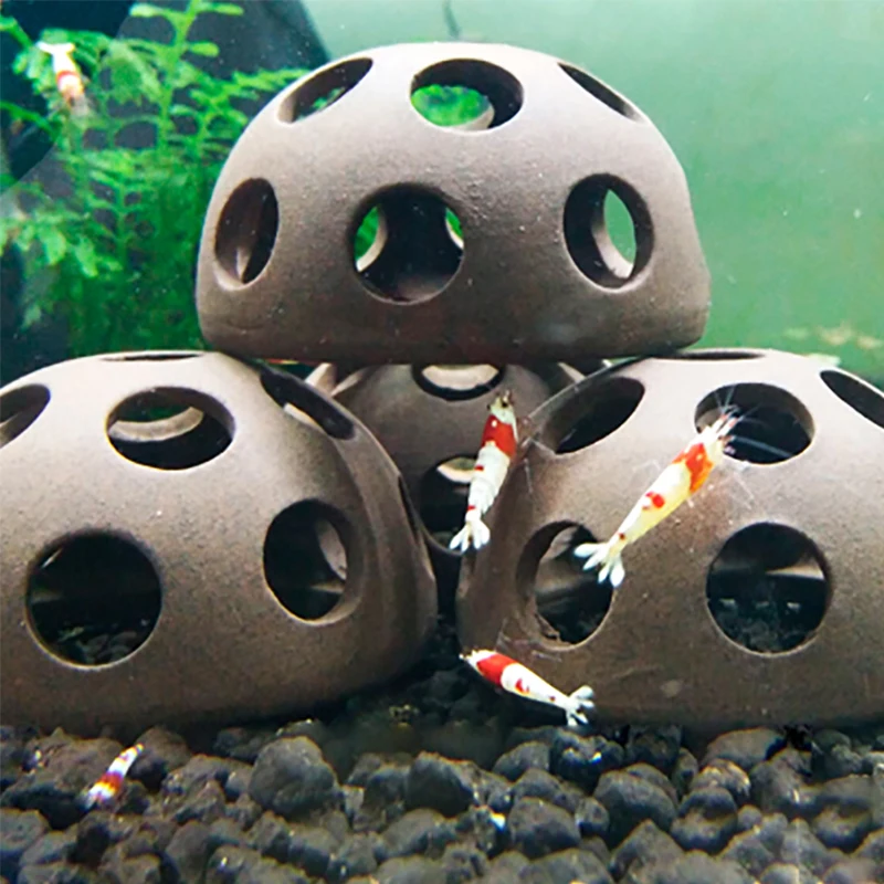 Саим аквариум украшение коричневый Керамика полукруг в мелкую дырочку Рыбы для