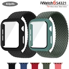 Чехол и ремешок для Apple Watch 40 мм 44 мм, нейлоновый эластичный браслет для iWatch series 3 4 5 se 6, плетеный соло-браслет 42 мм 38 мм