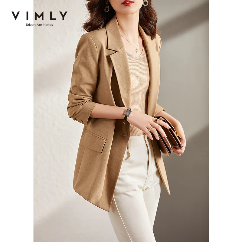 VIMLY Jacket for Women Autumn 2021 New Korean Elegant Office Lady Business Capable Blazer femme Fashion Coats F8622