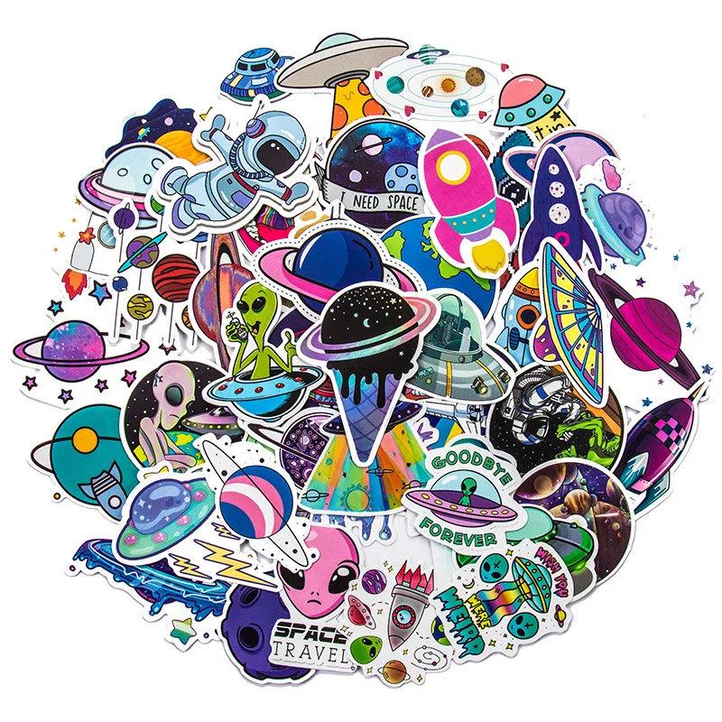 

10/30/50PCS Cute Space Alien Graffiti Stickers Aesthetic Skateboard Laptop Phone Luggage Car Cute Waterproof Sticker Kids Toys