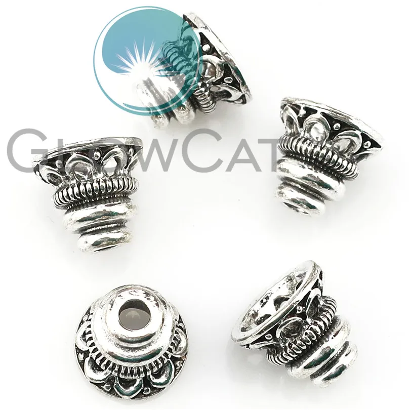 5 шт. ожерелье шнур наконечники античное серебряное покрытие цветок конусные