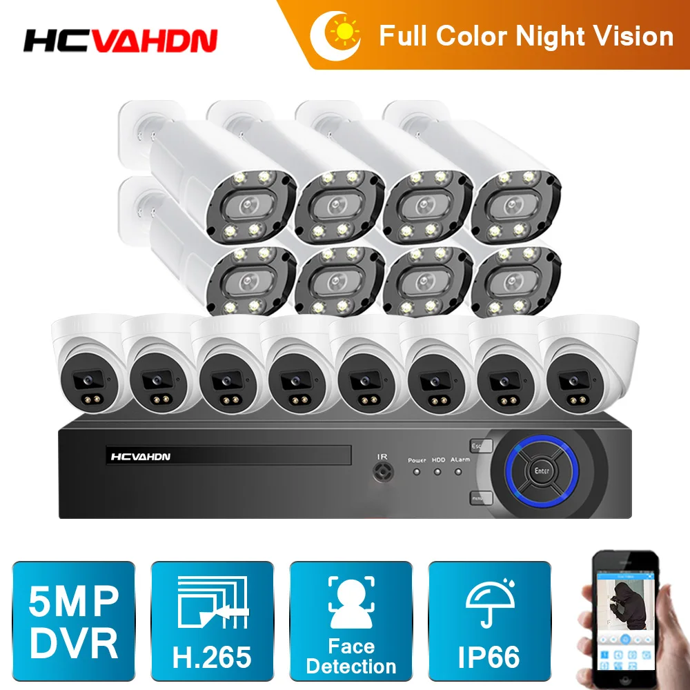 

16CH 5MP CCTV System AHD DVR kit HD 5MP Outdoor IP66 Security Waterproof Camera AHD Video Surveillance System 4TB HDD Optional