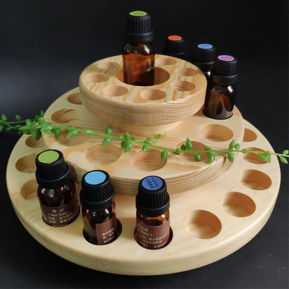 

39 Slots Saving Space Storage Aromatherapy Organizer Multifunctional Essential Oil Stand Home Wooden Display Rotating Gifts