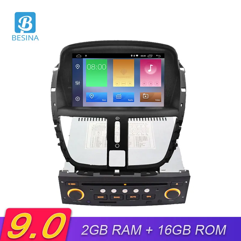 Besina 1 Din Android 9,0 Автомобильный DVD плеер для peugeot 207 207CC 2007 2008 2009 2010 2011 2012 2013 gps Wi-Fi мультимедийная