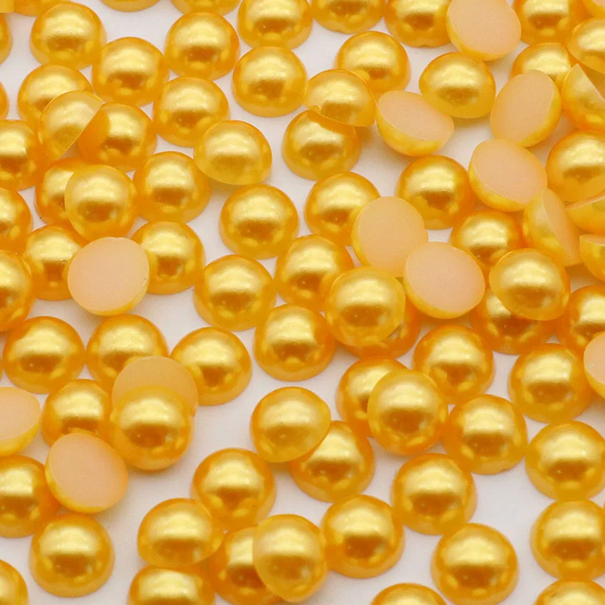 

Golden Half Round Acrylic Plastic Pearl Beads Flatback for Jewelry Making DIY /Headwear/Nail Art /Phone Decorate