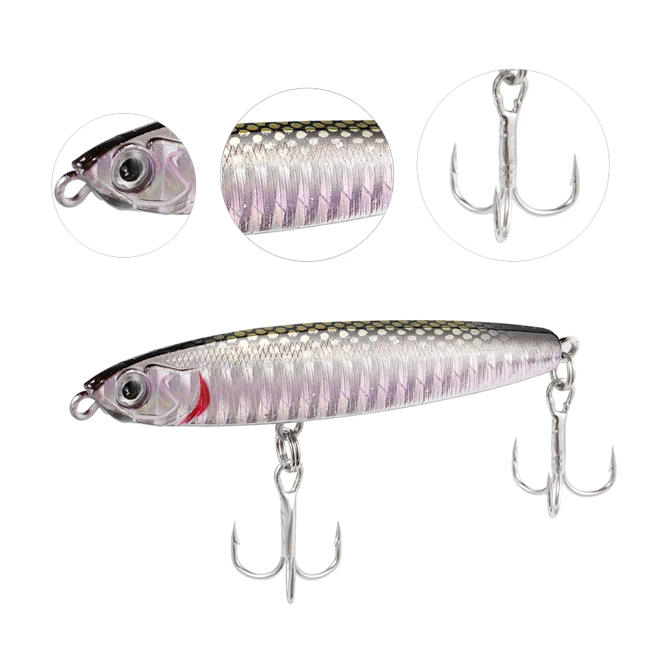 1PCS Pencil Bait Sinking Minnow Fishing Lure 10-24g Bass Trolling Lure Hard Bait Diving Sinking Treble Hooks Fishing Tackle