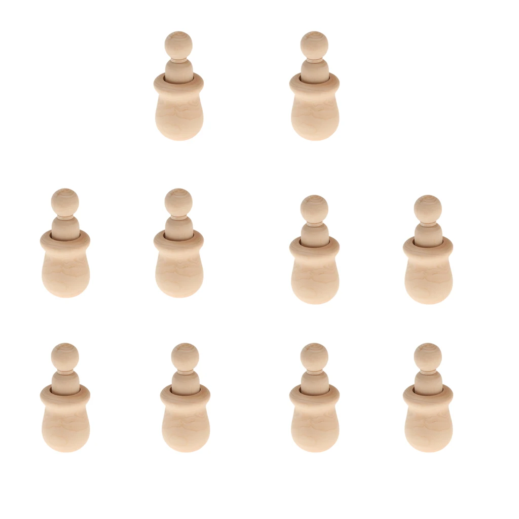 

10pcs/Pack Wooden Peg People Nesting Set Unfinished Dolls Kids DIY Funny Making