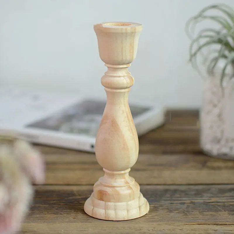 Необработанный Ретро деревянный конусный подсвечник декоративный для дома